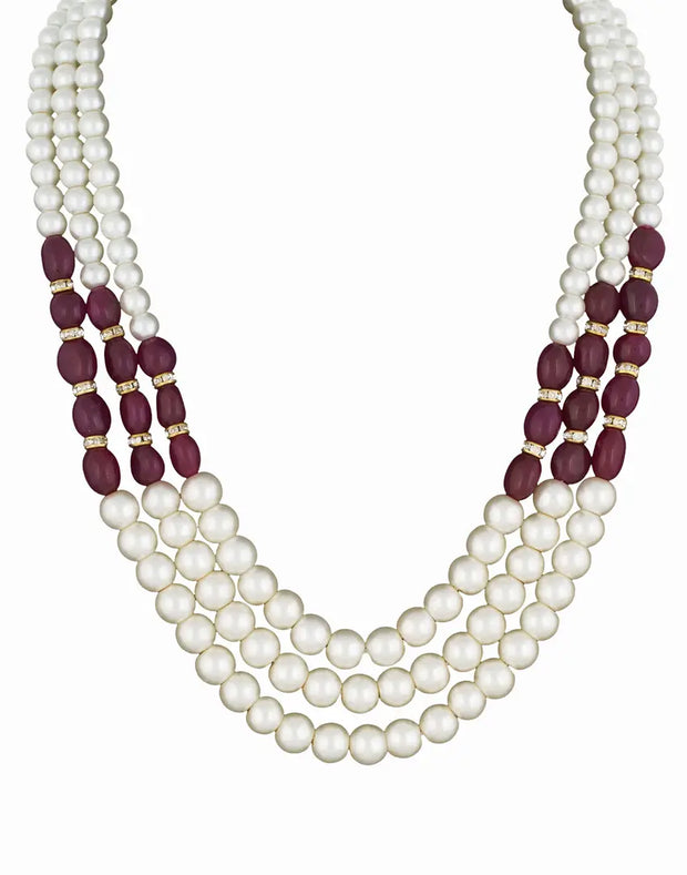 Multicoloured Pearl Layered Necklace