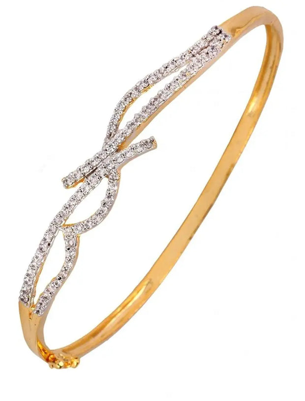 ZIVOM#174; Stylish American Diamond CZ Designer Eternity Openable Kada Bangle Bracelet