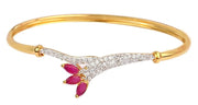 ZIVOM#174; Stylish American Diamond CZ Red Leaf Marquis Openable Kada Bangle Bracelet