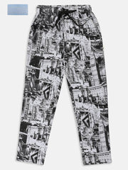 Stylish Grey Cotton Geometric Boys Track Pant With FREE 3-Ply Face Mask