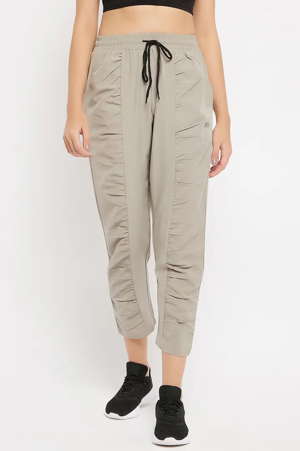 Stylish Polyester Spandex Khaki Solid Comfort-Fit Track Pant For Women
