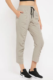 Stylish Polyester Spandex Khaki Solid Comfort-Fit Track Pant For Women