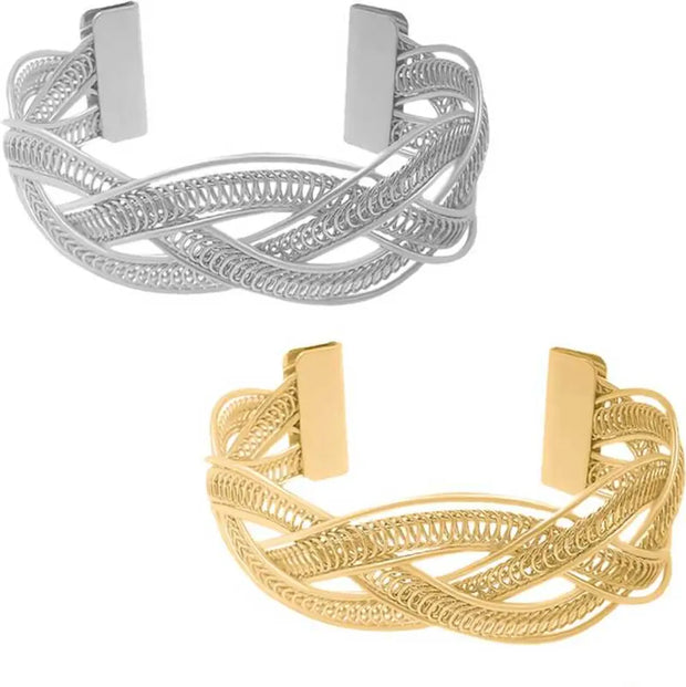 Elite Gold And Silver Plated Combo Cuff Bracelet For Girls And Women-Pack Of 2