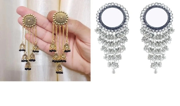 5 Chain layer earring and mirror earring combo