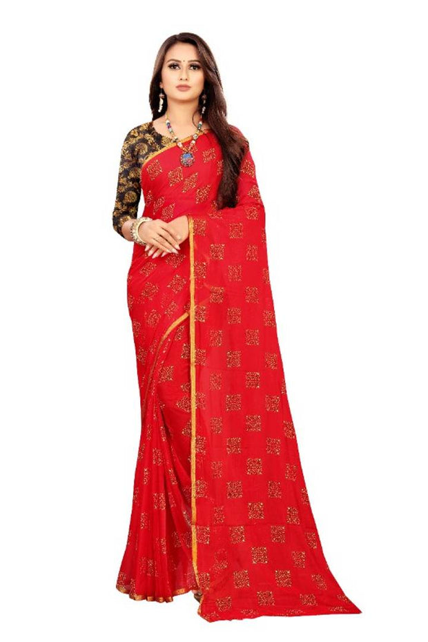 Chiffon Saree With Unstitched Blouse Piece