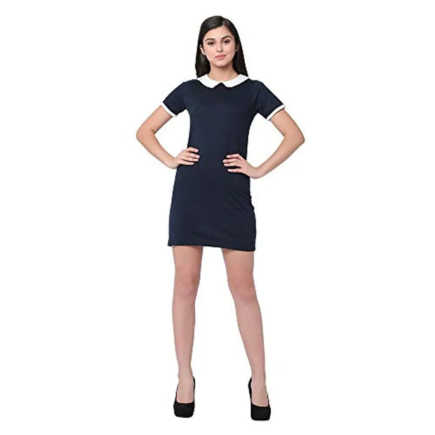 RIGO Women's Mini Dress (WDRS155-1092-L_Blue_Large)