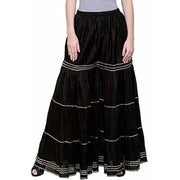 TNQ Women's Mid Rise Garara/Sharara Palazzo Pants with Gota Work Combo Set of 2Pcs (Free Size, Black.White)
