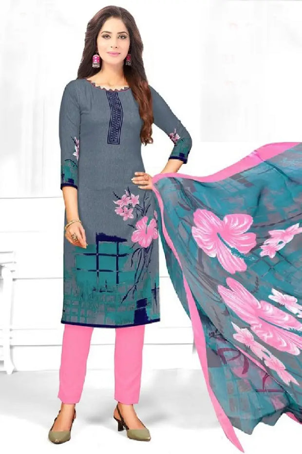 trendy synthetic salwar suit material with dupatta