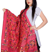 Indian Handicraft Cotton Women Casual Wear Kutch Ari Dupatta Color Pink Size 2.25 M
