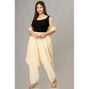 ENDFASHION Woman's Plain Cotton SEMI Patiala Salwar with Dupatta Free Size || Patiala || SEMI Patiala || Patiala with Dupatta || Patiala Pants || Multicolour (Creme)