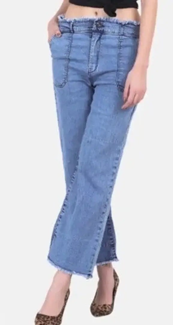 Women's High Waist Denim Jeans Ruffle Tiered Bell Bottom - Etsy