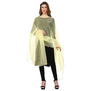 SWI WITH LABEL Women's Embroidered Organza Dupatta (SD4_Lemon_Free Size)