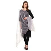 SWI WITH LABEL Women's Embroidered Organza Dupatta (SD4_Grey_Free Size)