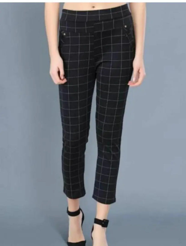 Ladies Checked Trouser For Girls