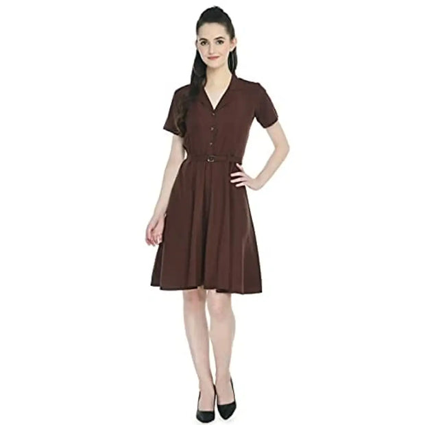 TOGZZ Women's Knee Length Dress (Brown S)
