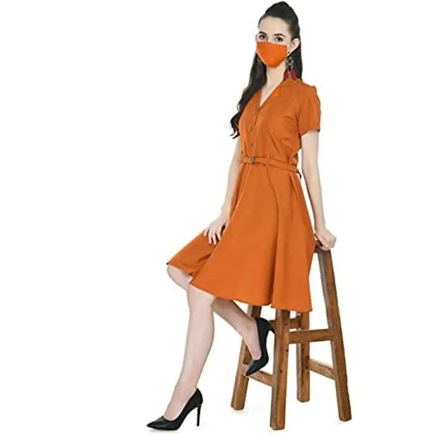 TOGZZ Women's Knee Length Dress (Rust XL)