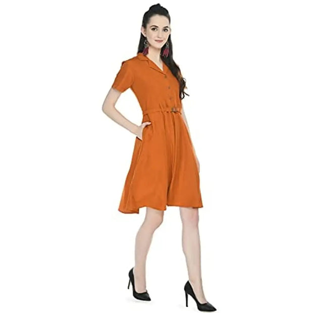 TOGZZ Women's Knee Length Dress (Rust XL)