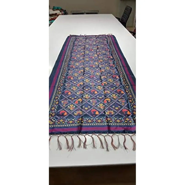 Mclothings Women's Assam Silk Digital Print Soft Material Dupatta/Chunni with Design Jhalar/Tassels (D96, Multicolour, Length: 2.25 m, Width: Approx 1 m)