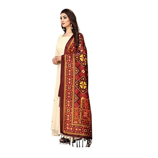 Women's ethnic wear party design fancy look latest stylish Digital Print Assam Silk Dupatta/Chunni with Jhalar/Tassels | Digital Print Multi Color Soft Material | Length: 2.25 meter | Width: Approx 1 mtr Size, D57