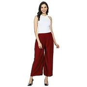 Urban Komfort Flared Rayon Palazzo Pants Sharara for Women Free Size Ethnic Bottom Wear for Wedding Party (Mehroon Free Size)