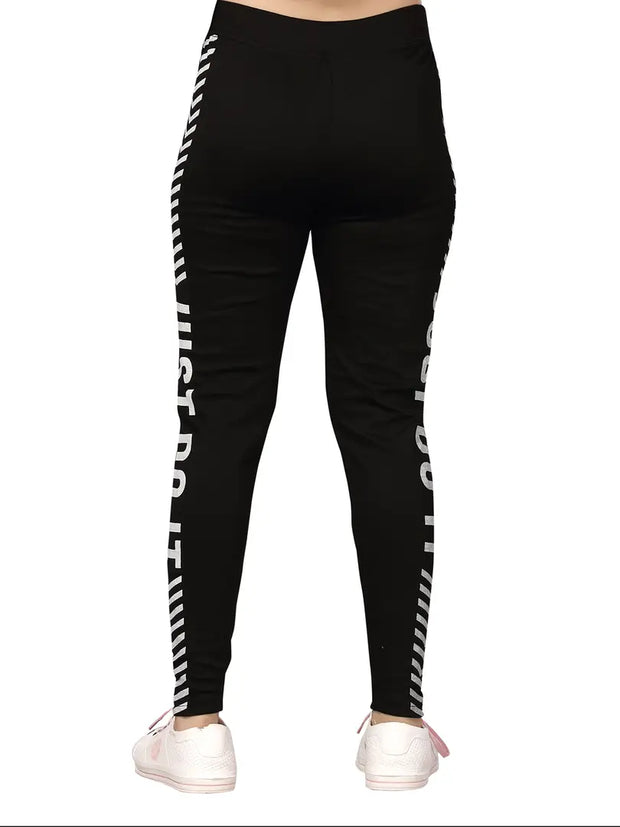Stylish Fancy Cotton Black Casual Wear Track Pant For Girls