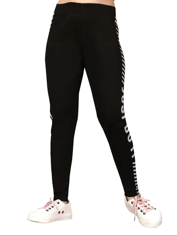 Stylish Fancy Cotton Black Casual Wear Track Pant For Girls