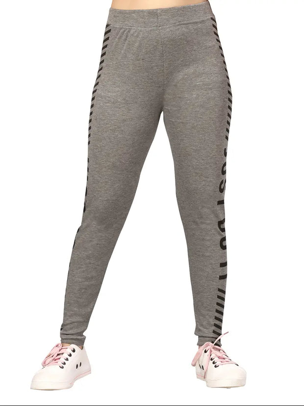 Stylish Fancy Cotton Grey Casual Wear Track Pant For Girls