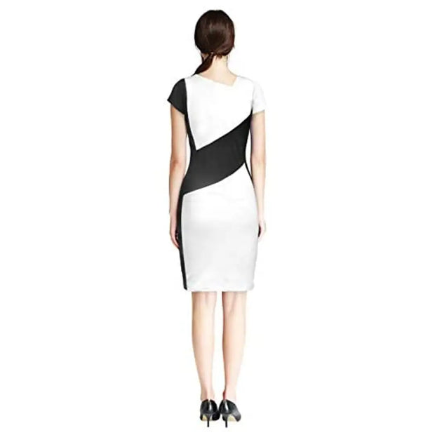 Lavina Women stretchable dress with 3/4th sleeves which is super comfy and pocket friendly for daily routine wear (Small, White)