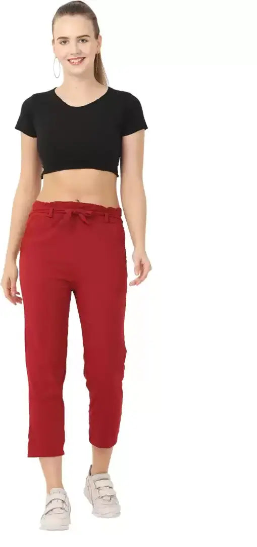 Comfortable Maroon Lycra Solid Track Pant For Women