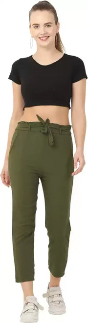 Comfortable Green Lycra Solid Track Pant For Women