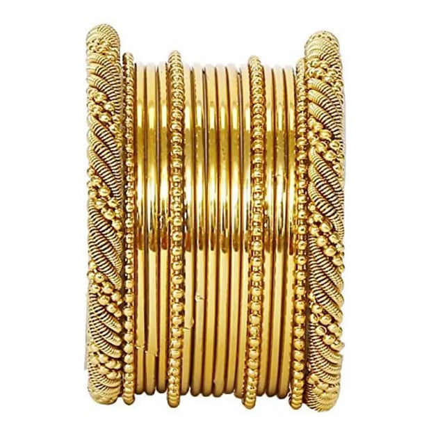 JDX Traditional Wedding Gold-Plated Bangles Bracelets Set for Women Size_2.8