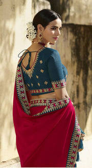 Pretty Embroidered  Vichitra Silk Sarees