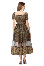 Women Stylish Net Printed Maxi Dress