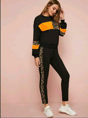 Women's Cotton Rib Stretchable Printed Tracksuit